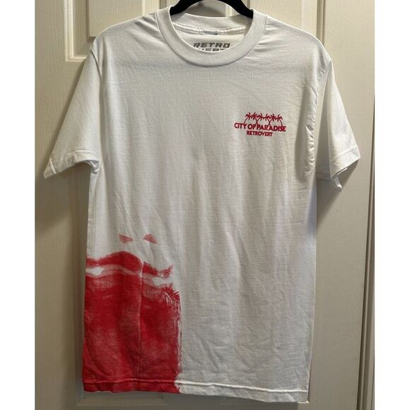 Retrovert "City‎ Of Paradise" White Tee Palm Trees Size Small